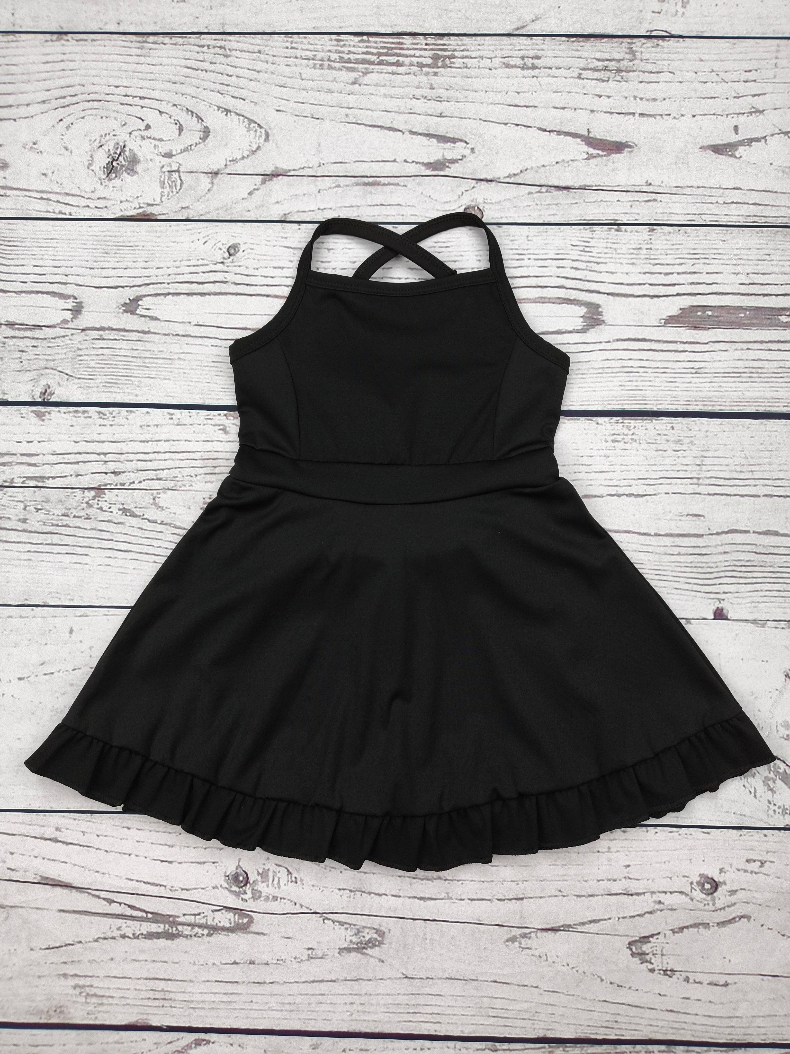 Black Girls Athletic Dress with Ruffle